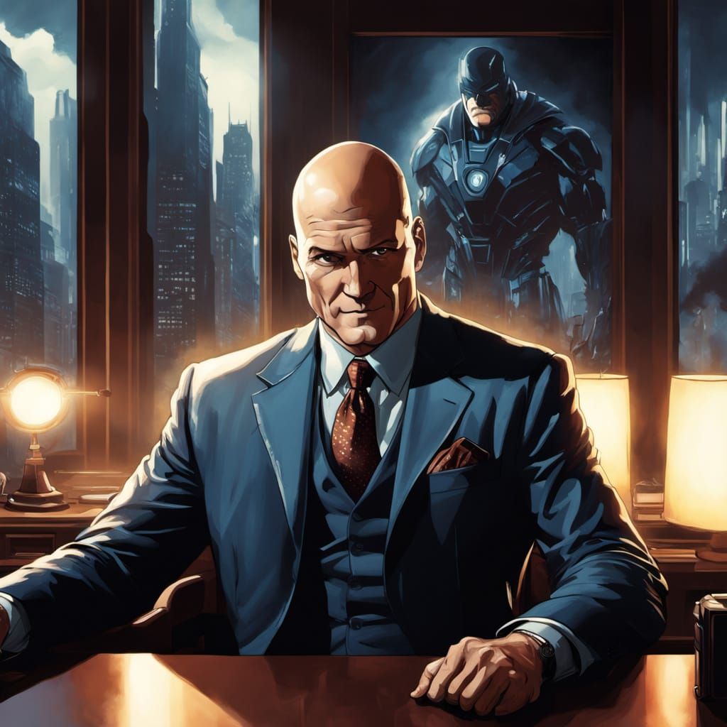 Cinematic Lex Luthor Portrait in Comic Book Art Style