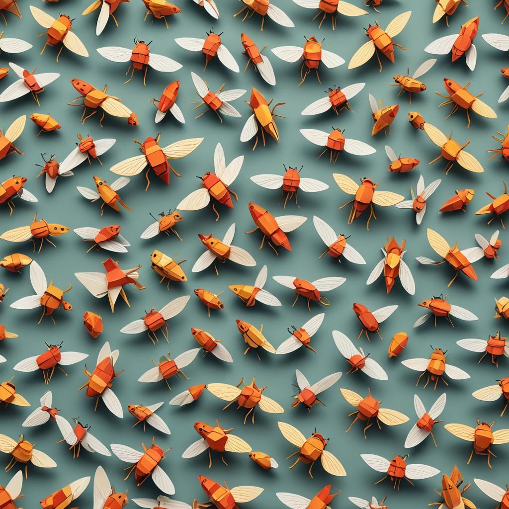 Origami Fruit Fly Papercraft Design