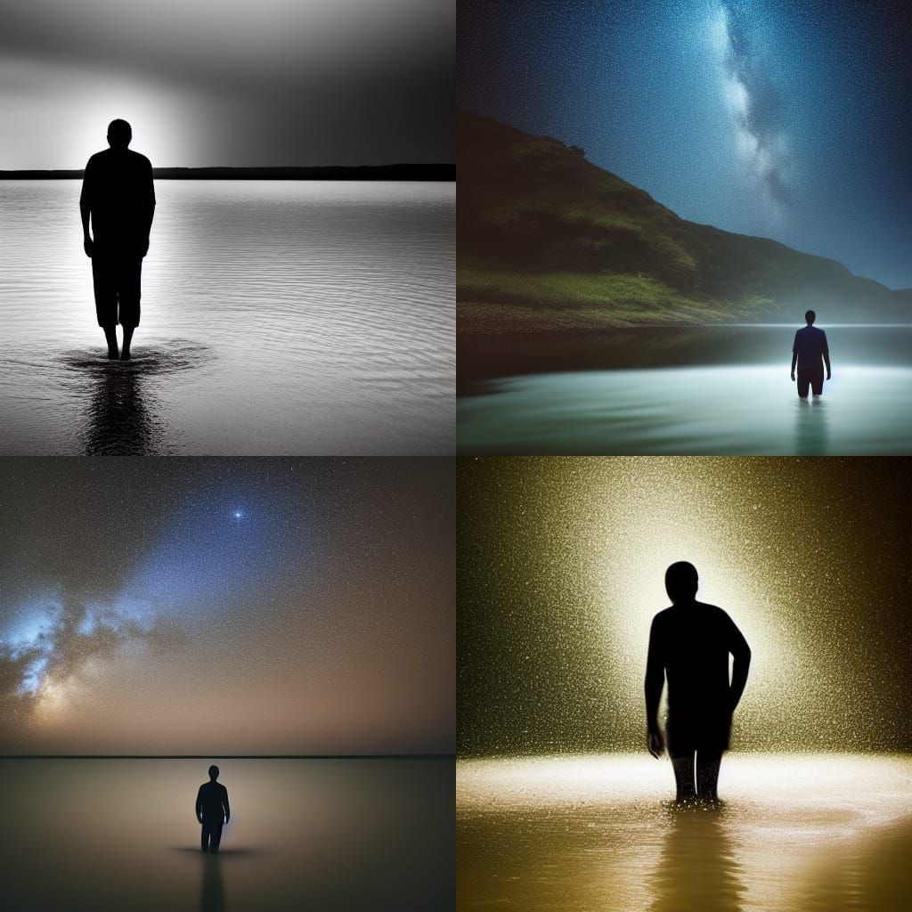 Man Walks in Afterlife Galaxy Sky: Cinematic Photography