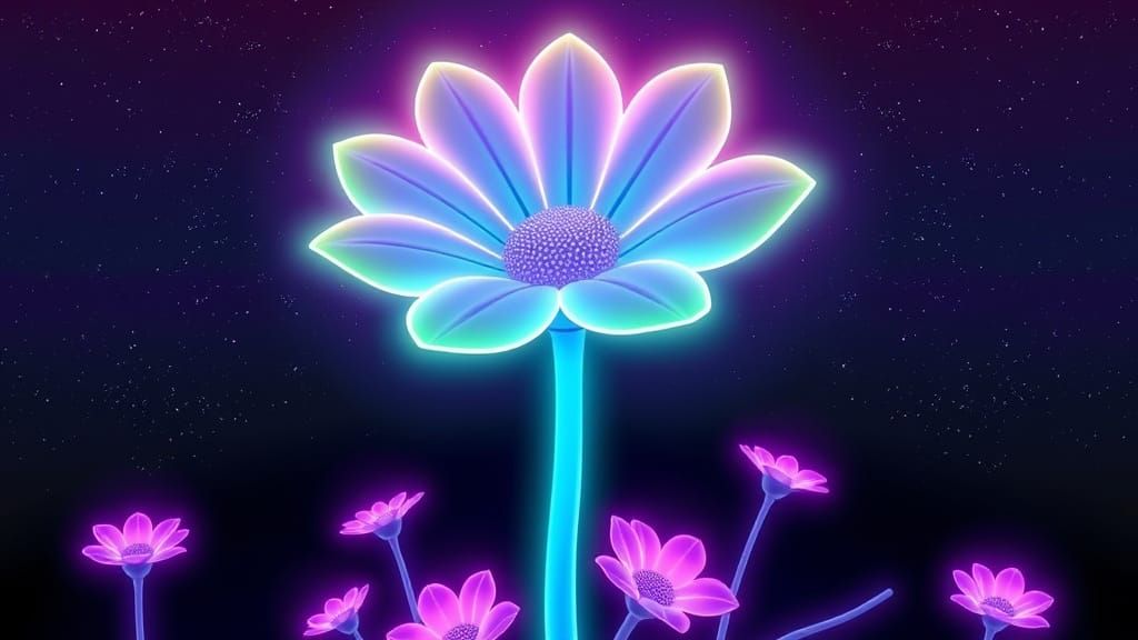 Neon Flower Garden in Synthwave Style