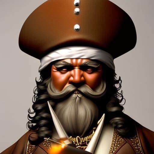 Pirate Smoking Cigar: Hyperrealistic Splash Art