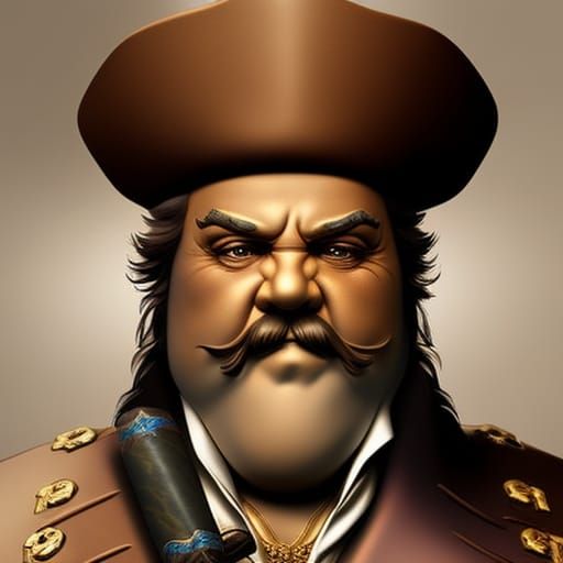 Hyperrealistic Pirate Smoking a Cigar