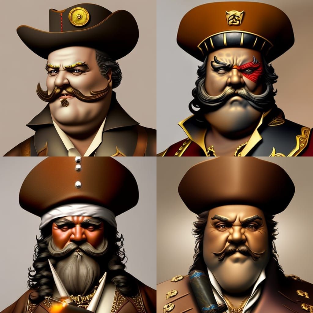 Hyperrealistic Pirate Smoking a Cigar