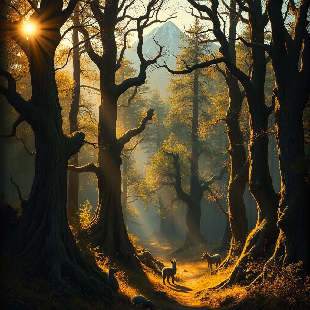 Whimsical Narnia Forest in Golden Light