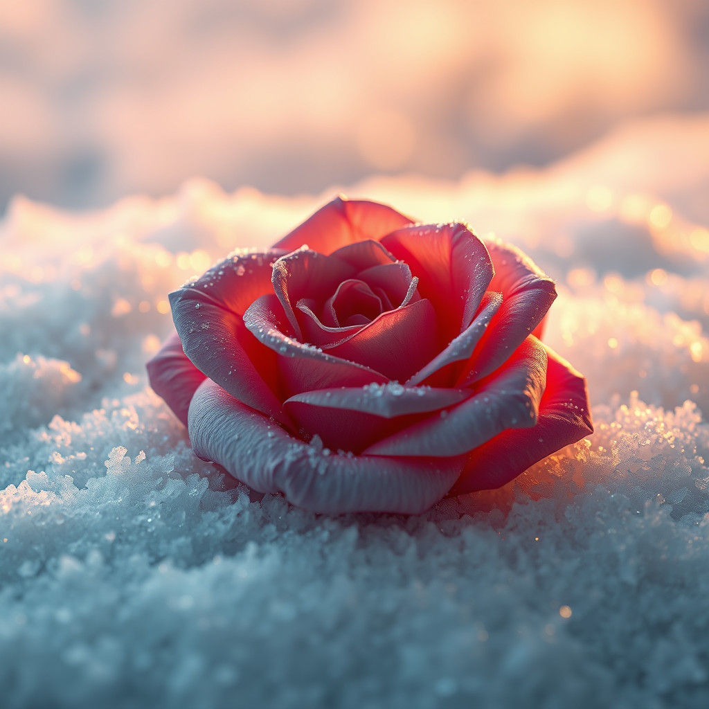 Rose in Snow: Hyper-Realistic Winter Blossom