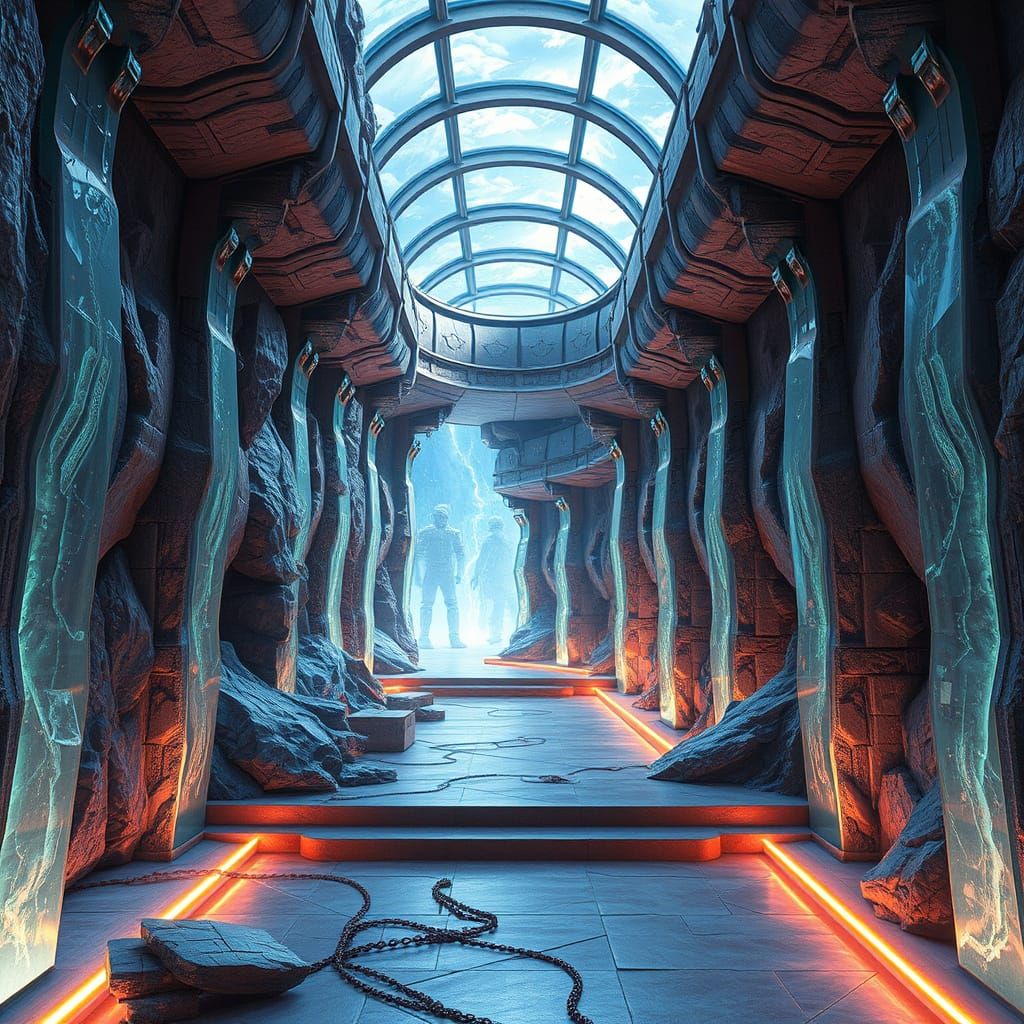 Sci-Fi Crystal Pathway to a Future Building