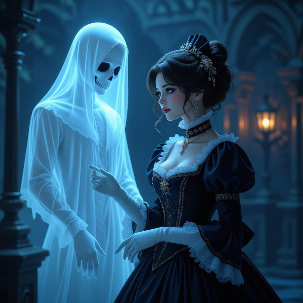 Victorian Ghostly Romance in Mystical Manor