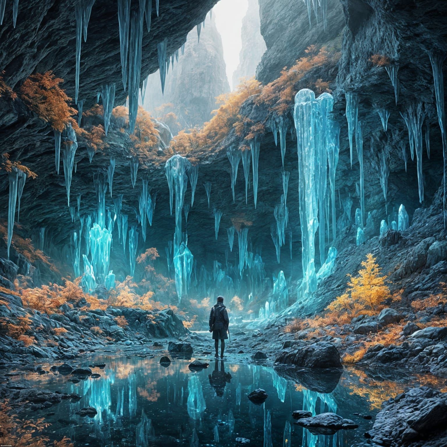 Mysterious Underground Cave Meeting with Glowing Crystals