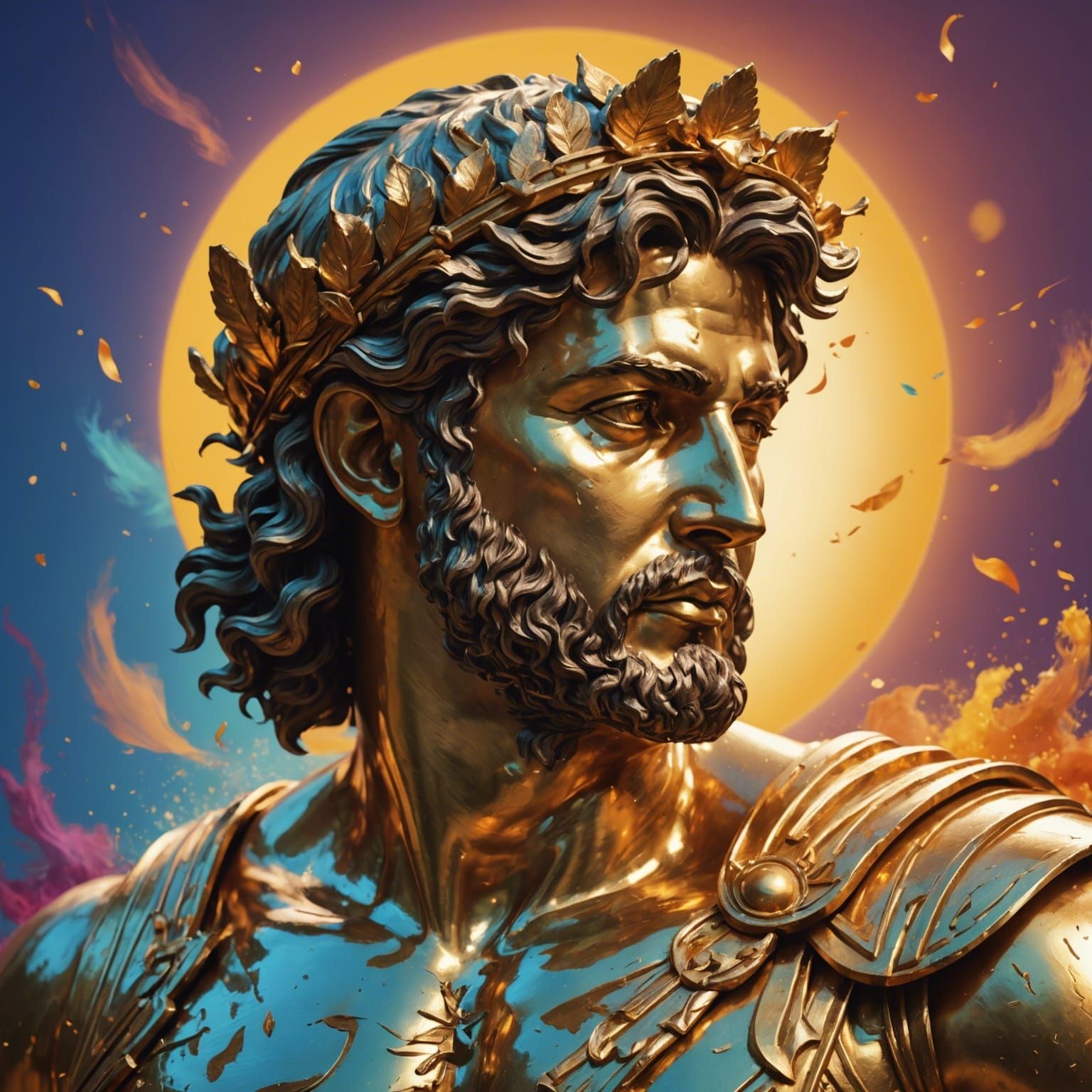 Hyperrealistic Apollo, God of Sun and Music