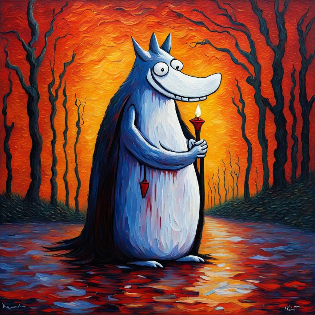 Vampire Moomin in Neo-Impressionist Expressionist Style