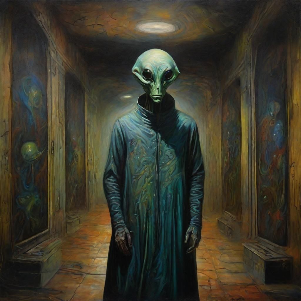 Alien Vampire Lord in Surreal Oil Painting