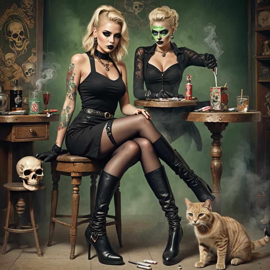 Blonde Woman with Green Eyes in Detailed Digital Painting