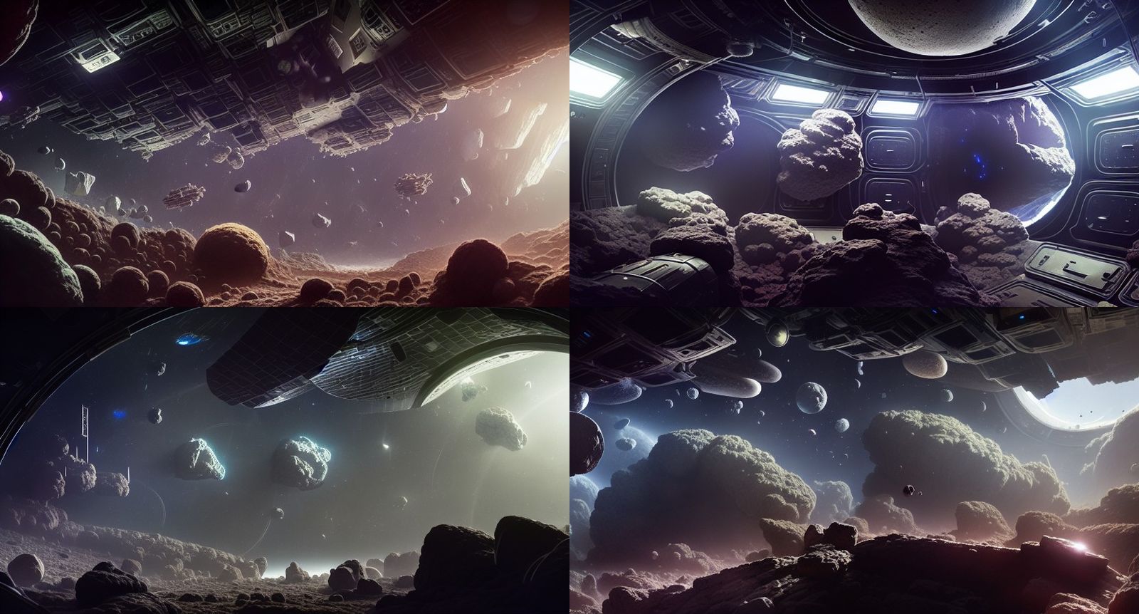 Vineyard in Asteroid Field Space Station: Digital Art