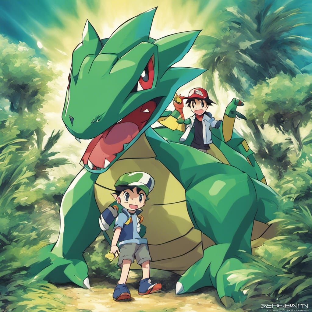Pokemon Emerald Wallpaper: Brendan and Mega Sceptile