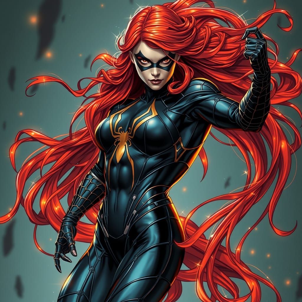 Hyperrealistic Black Canary in Dark Spider Silk Armor