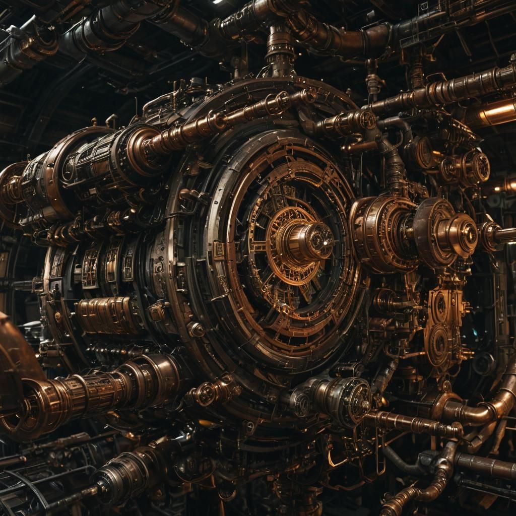 Industrial Steampunk Spaceship in Orbit