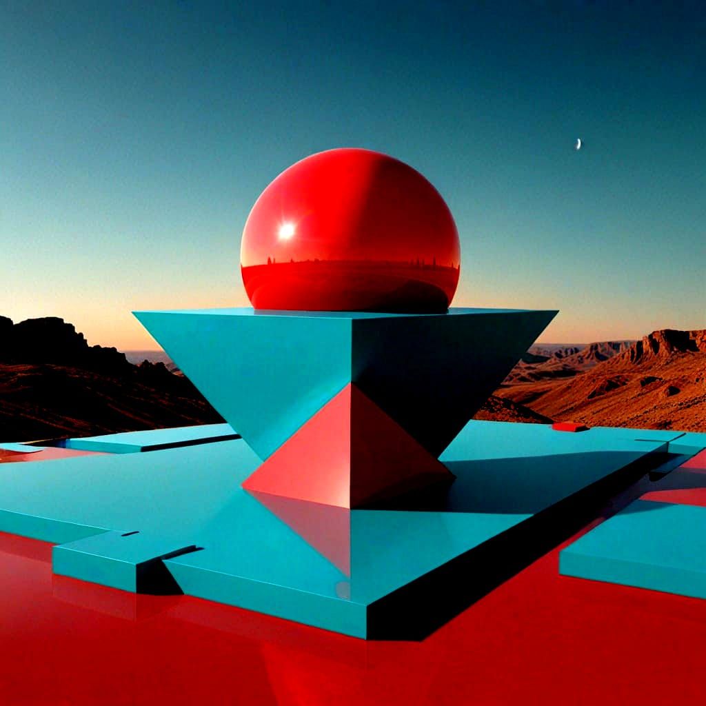 Geometric Sunset in Vibrant Latex Colors