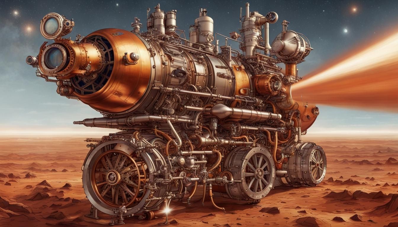 Steampunk Rocket to Mars with Bowie Inspiration