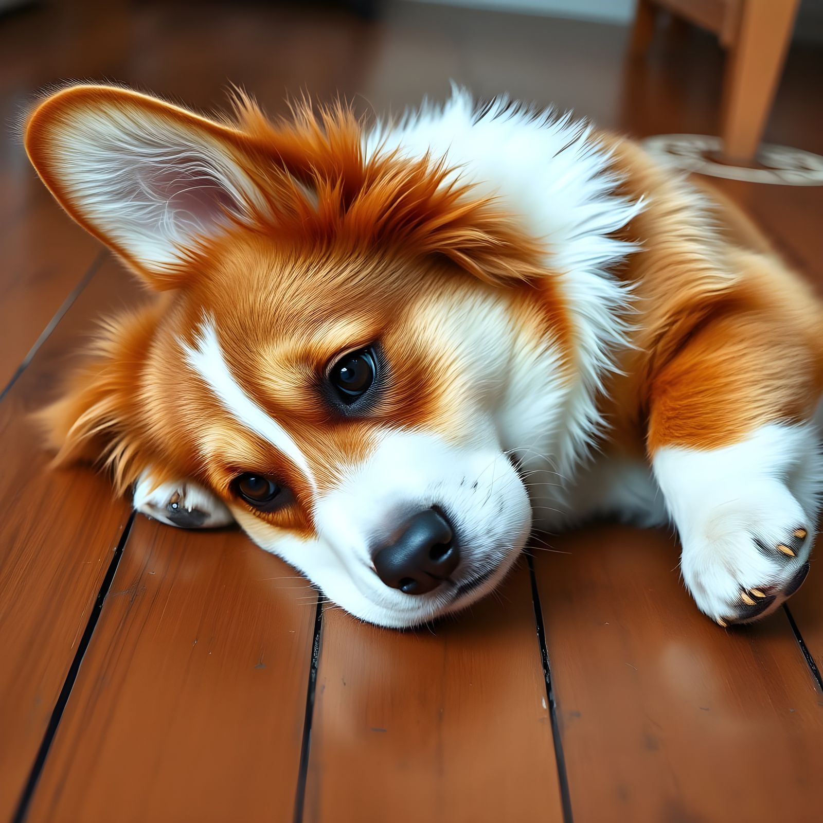 Corgi with a Guilty Expression in a Kitchen Setting