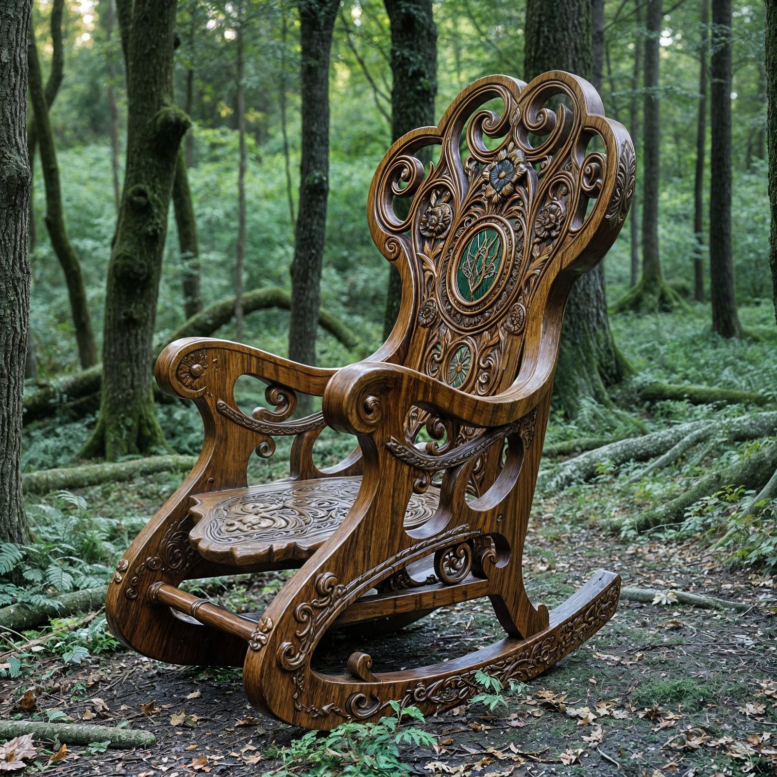 Elegant Elven Rocking Chair in Forest Glade