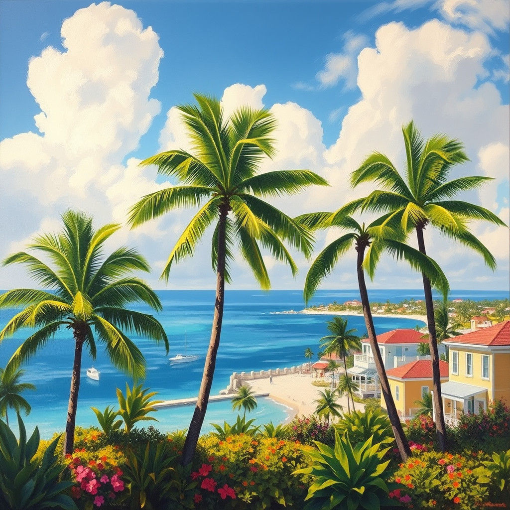 Bermuda Island Oil Painting in Gurney Style