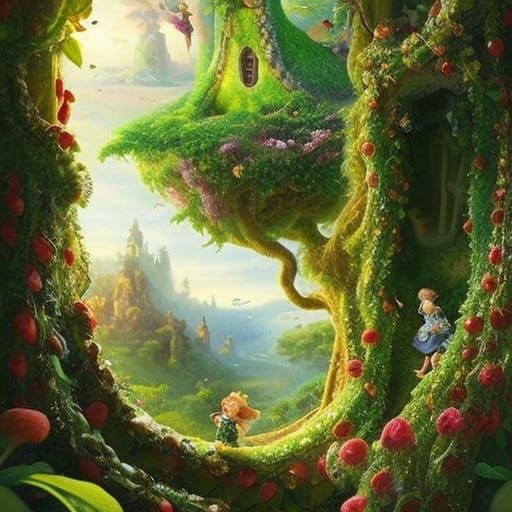 Jack's Rococo Beanstalk Adventure: A Whimsical Illustration