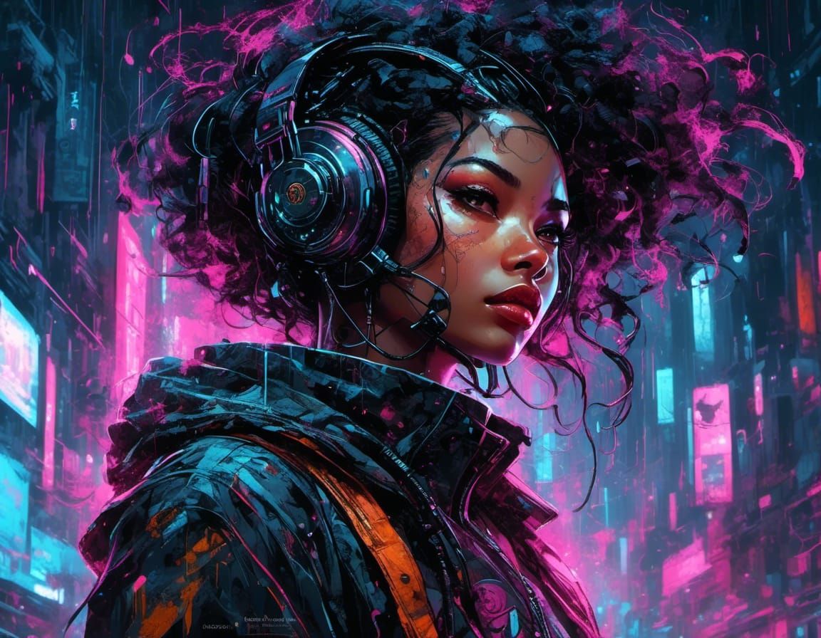 Cyberpunk Hunter with Longbow