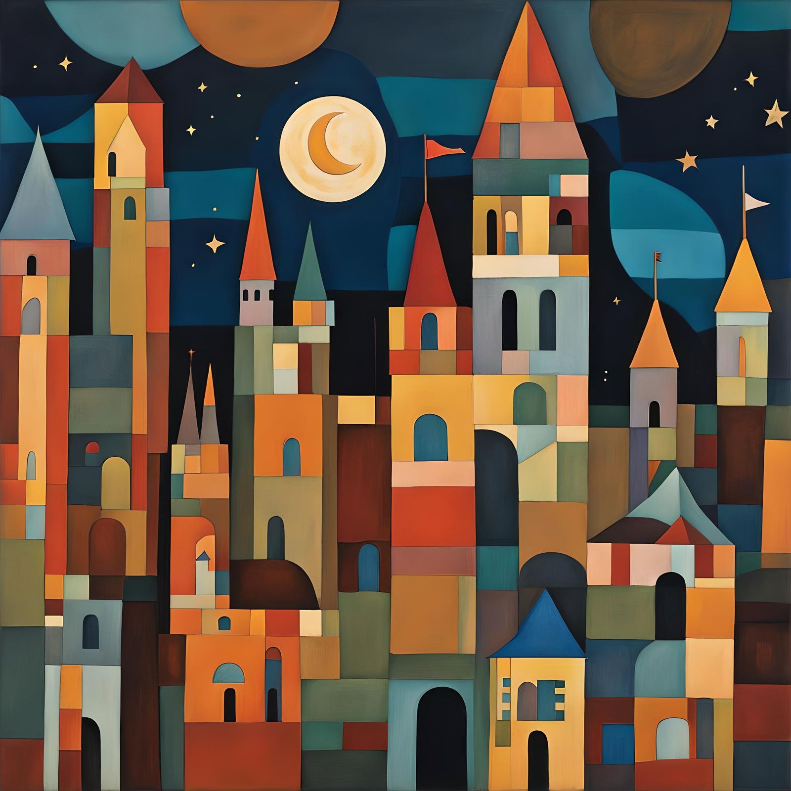Castle and Moon (Homage to Paul Klee)