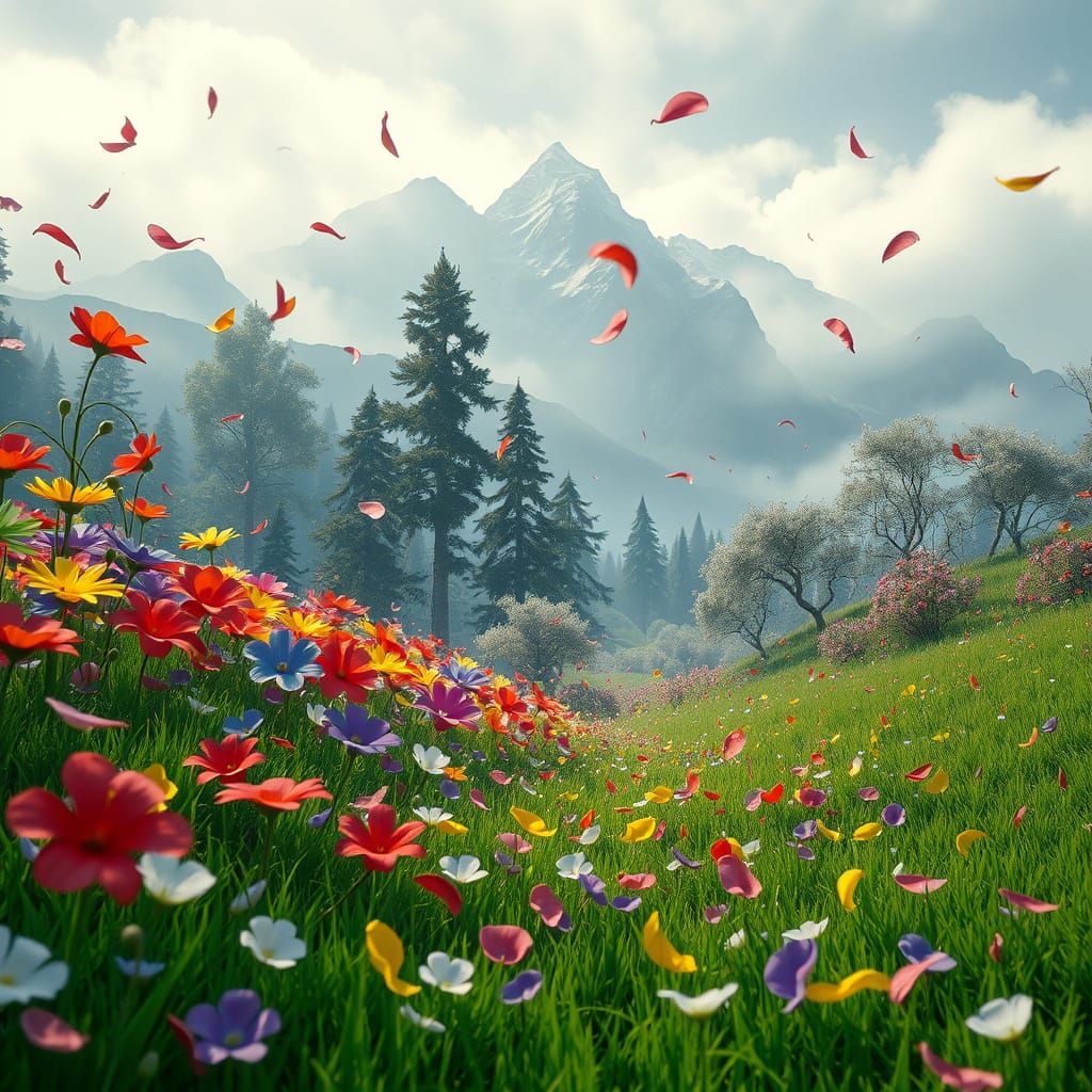 Vibrant Floral Tapestry in Dreamlike World