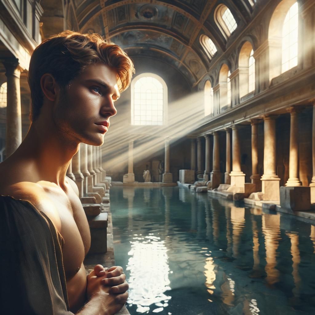 Marcus's realization in the grand baths of Rome