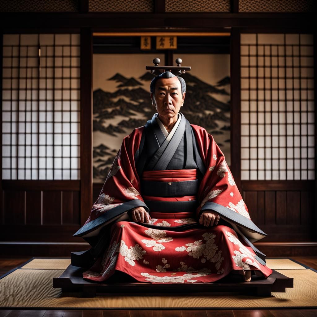 Japanese Daimyō in Traditional Room: Hyperrealistic Render