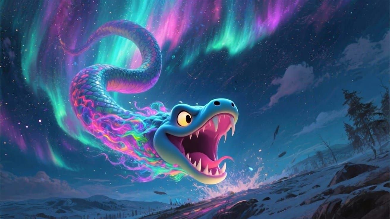 Northern Lights Serpent Devouring the Earth