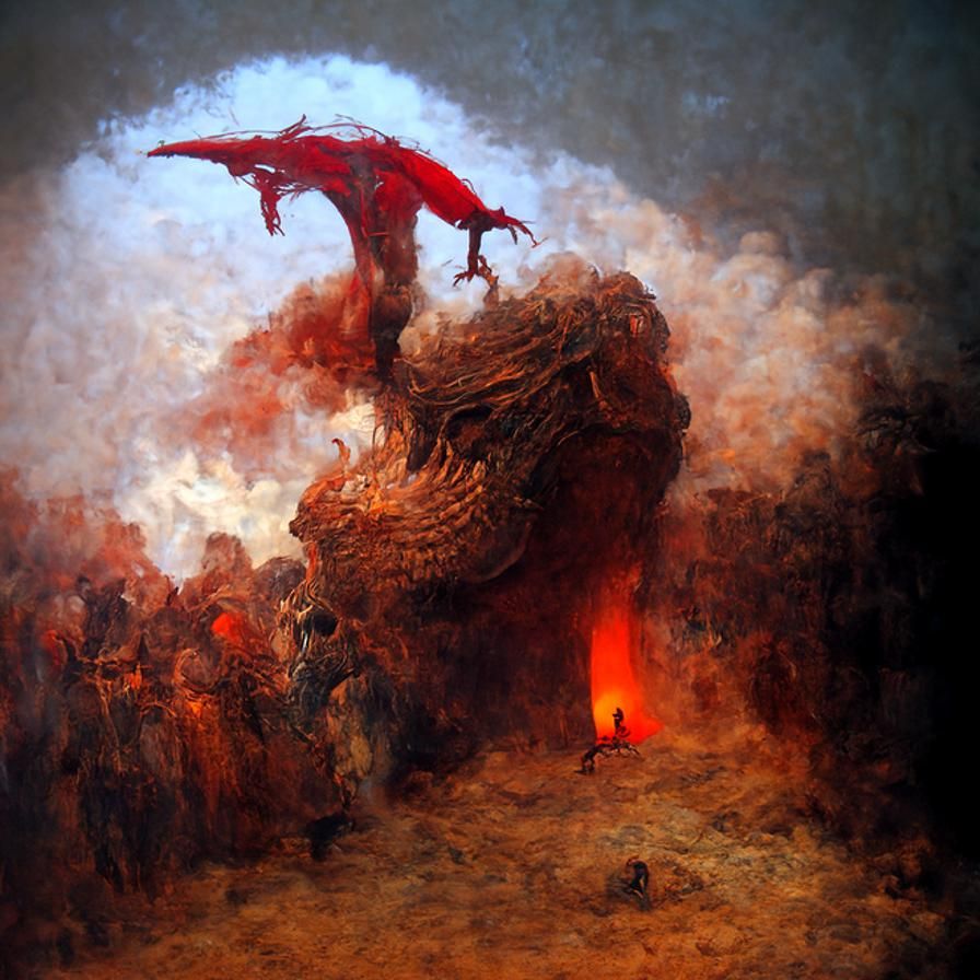 Fearsome Fire Dragon in Dark Fantasy Style