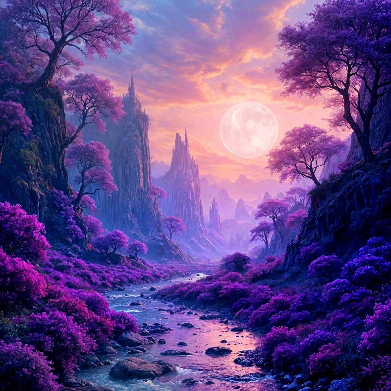 Surreal Purple Dreamscape in Deep, Rich Colors
