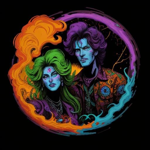 Psychedelic Forest Fire: 1970s Stoner Blacklight Poster Art