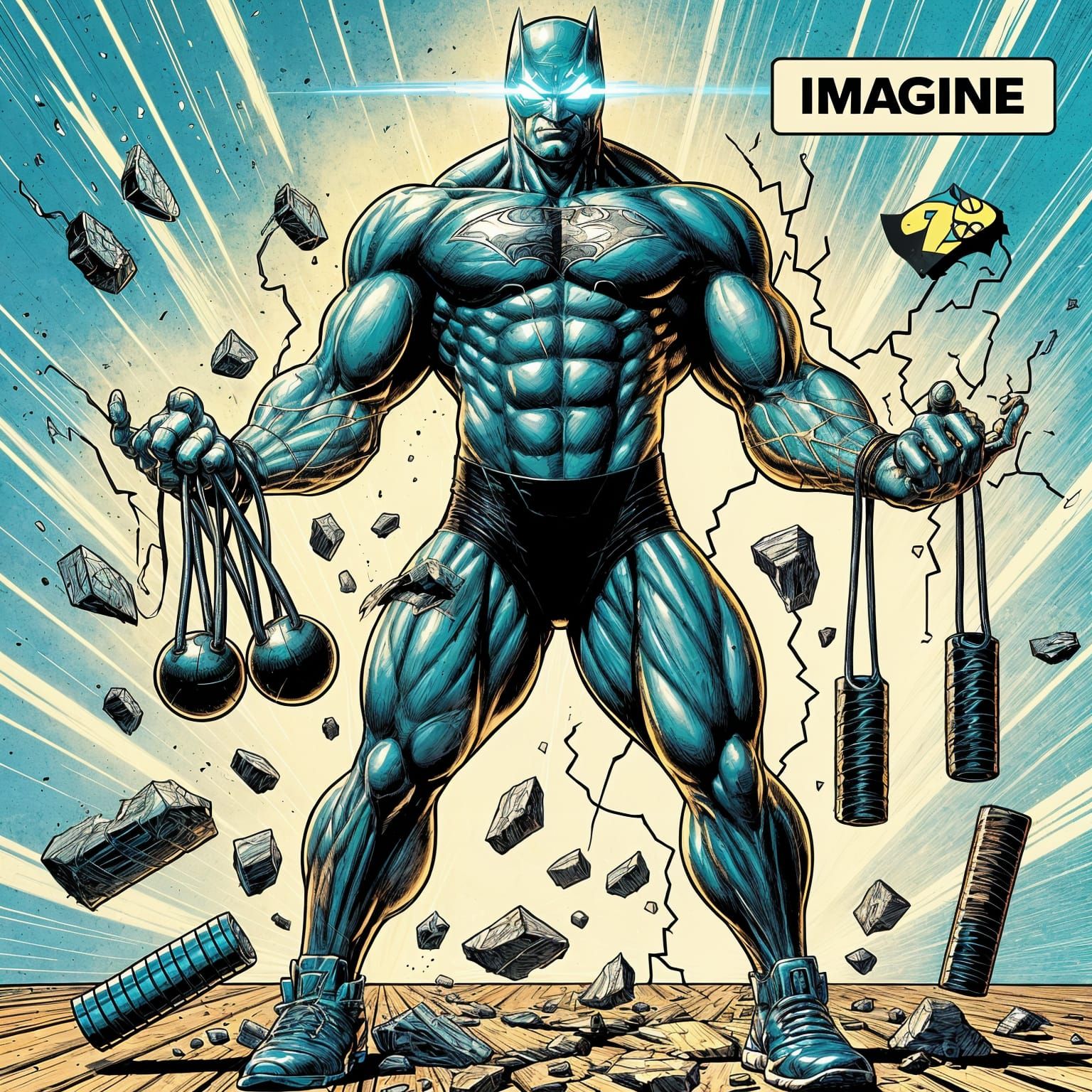 Dynamic Superhero in Cel-Shaded Comic Book Style