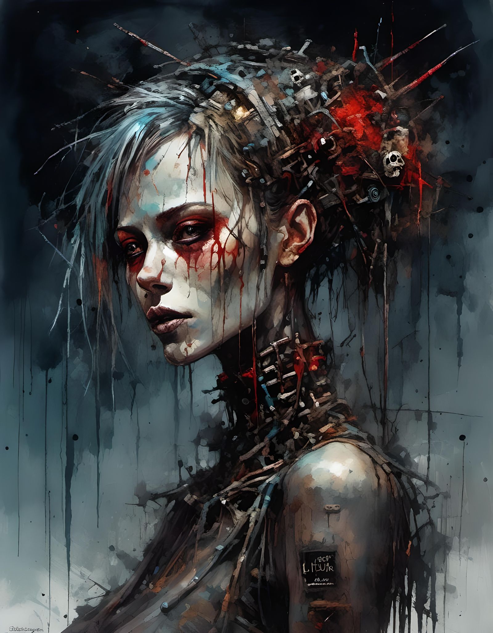 Undead Cyborg in Dystopian Wasteland