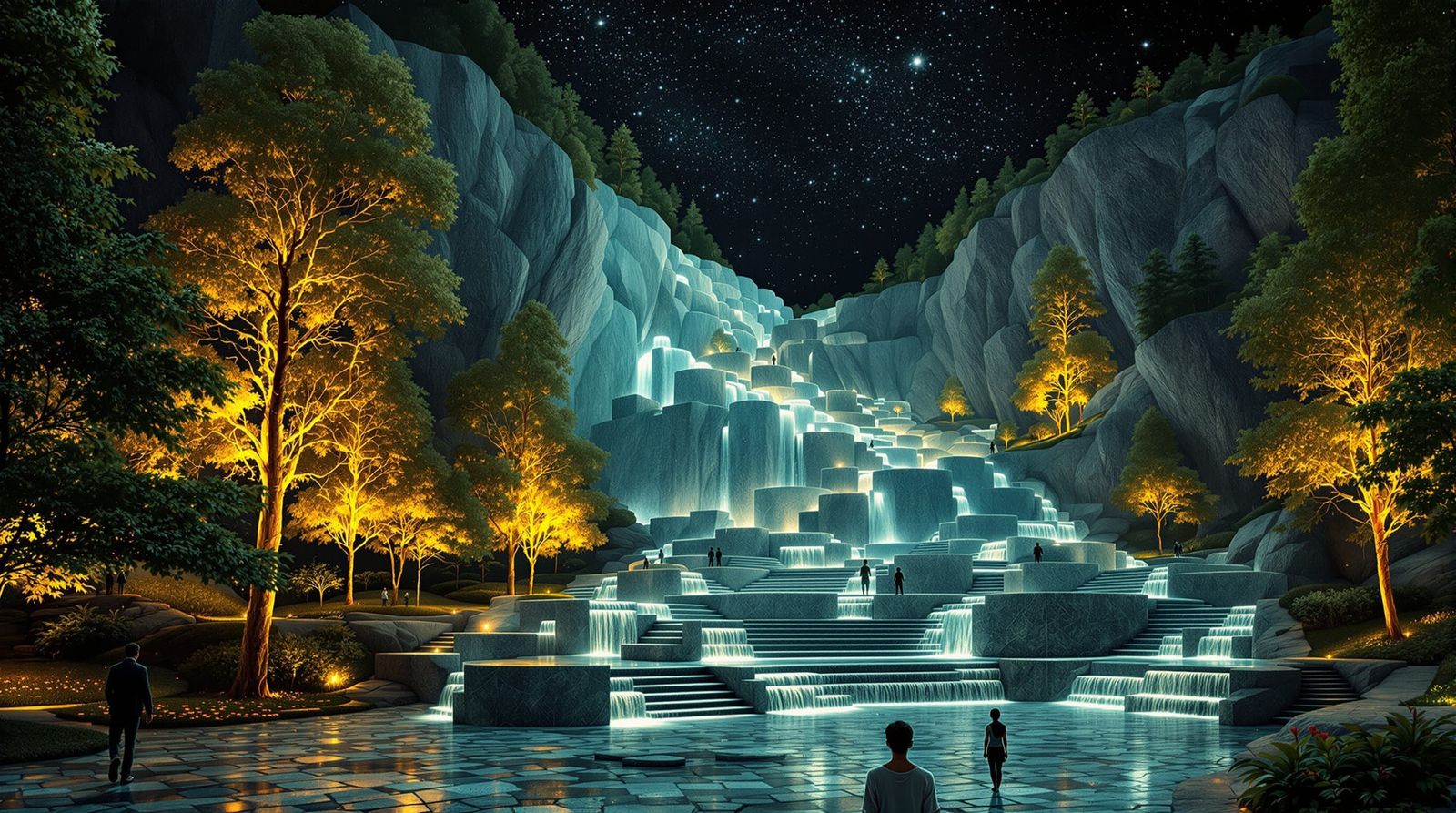 Klimt-Inspired Sci-Fi Marble Quarry Park