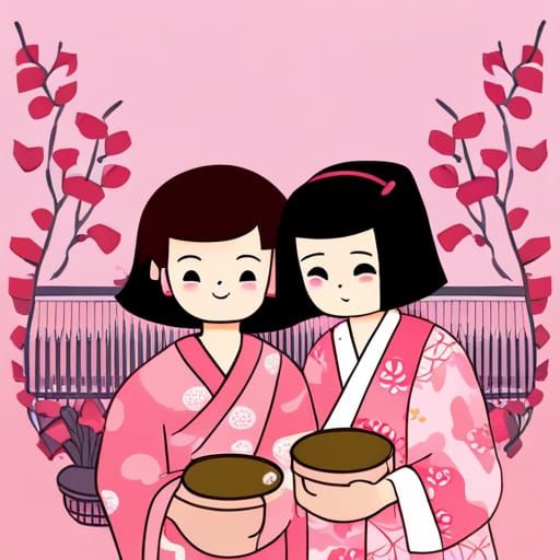 Japanese Autumn Festival in Watercolor Style