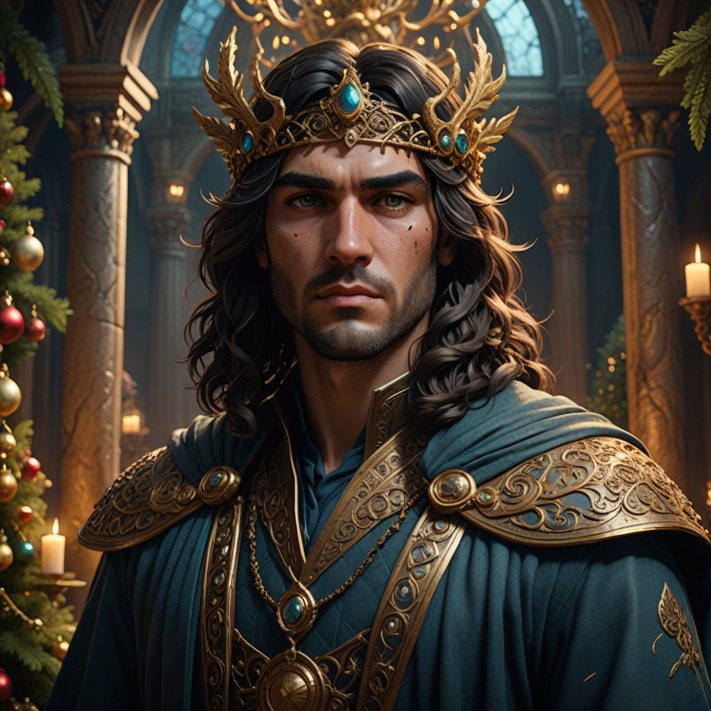 A close portrait of Antinous as shown in EPIC: The Musical on the Christmas day.