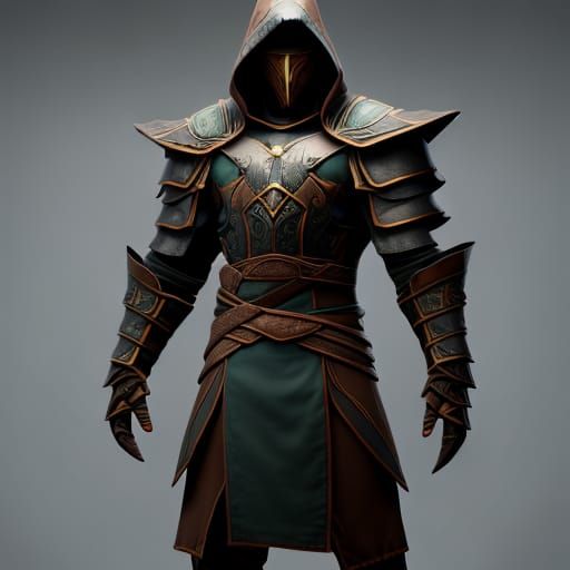Half-Elf Rogue in Hooded Armor: Fantasy Concept Art