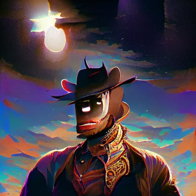 Dark Cowboy in Western Landscape