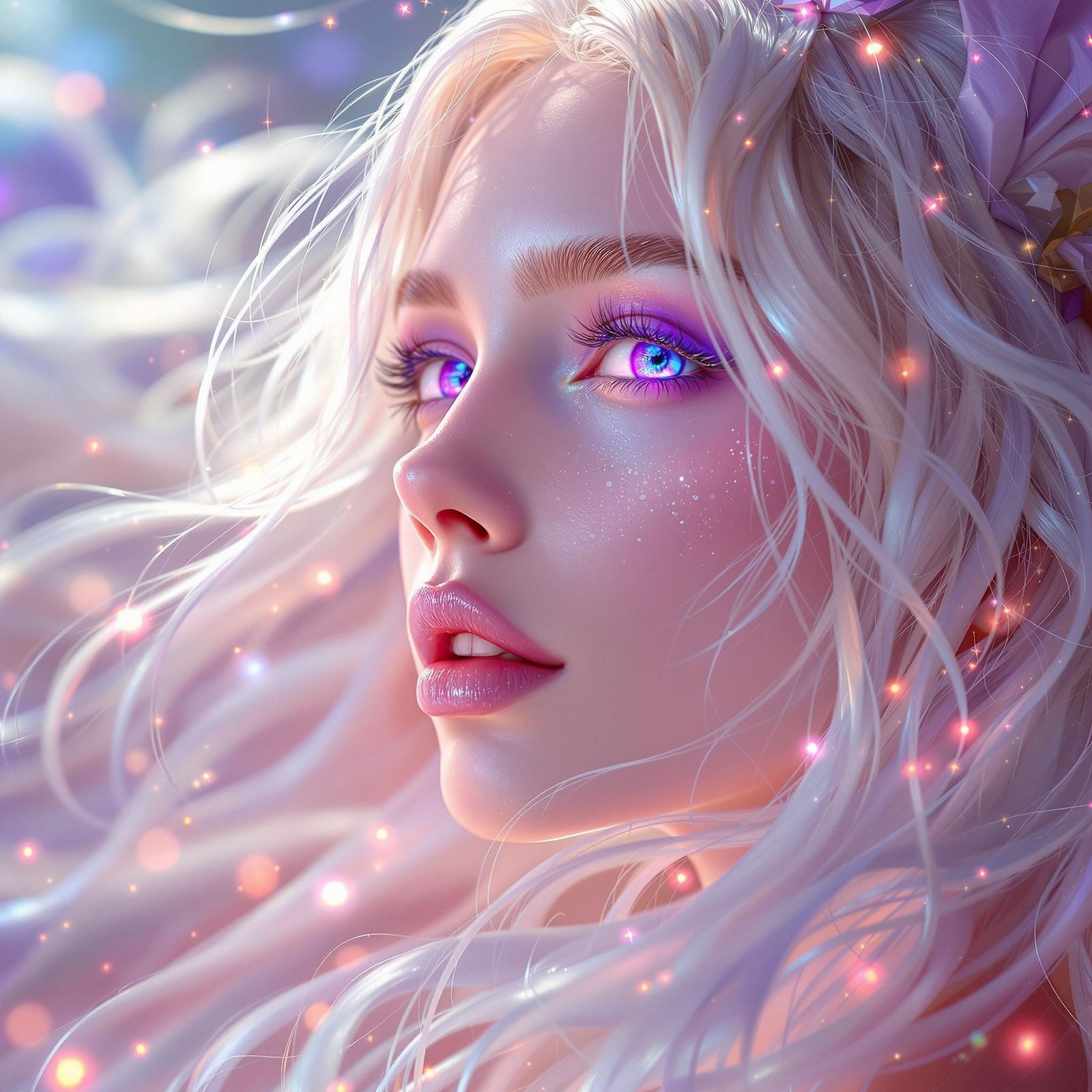 Luminous Dreamlike Maiden in Ethereal Glow