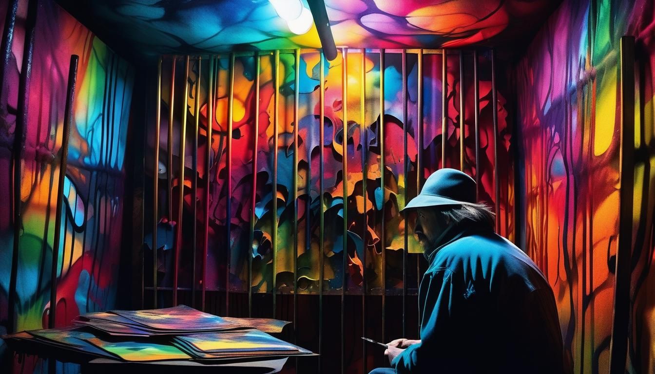Surreal Graffiti Artist in Padded Room: Concept Art