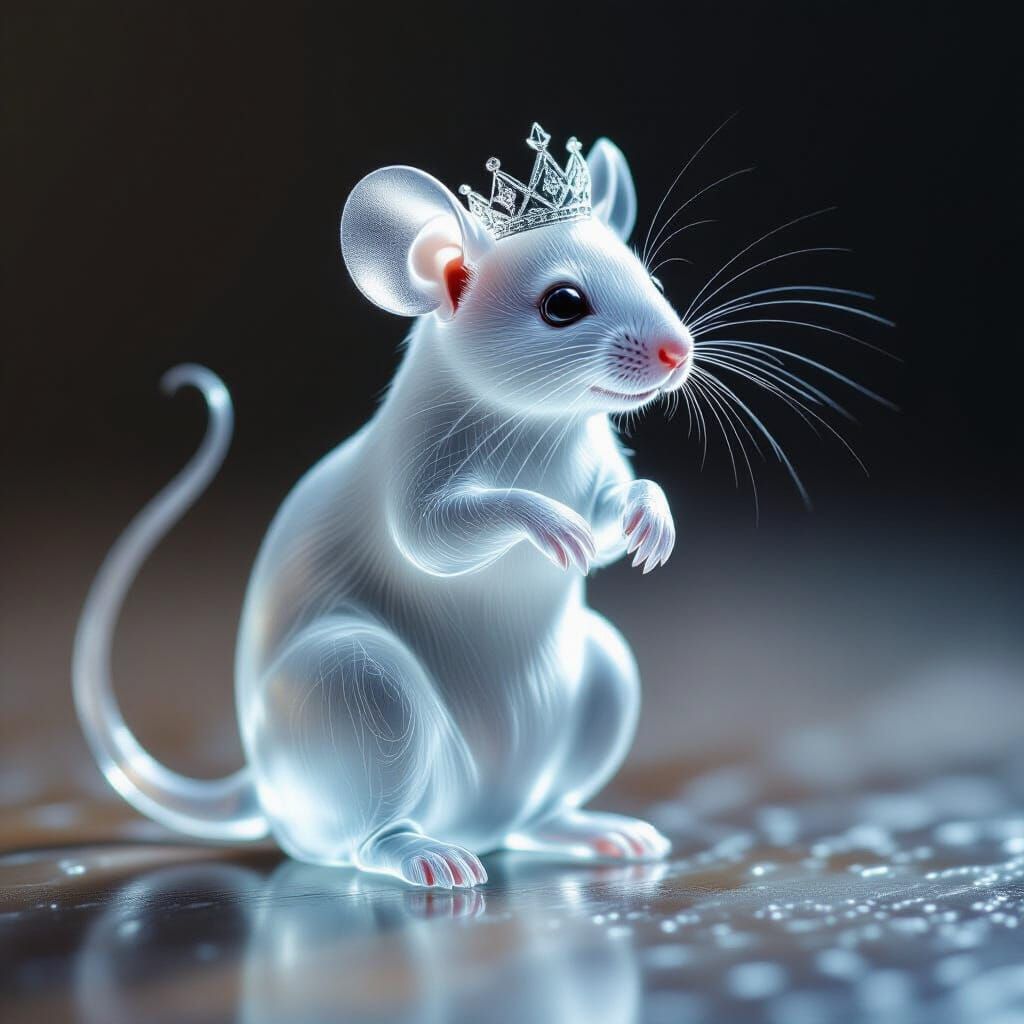 Ghostly Mouse King Posed Gracefully in Hyperrealistic Style