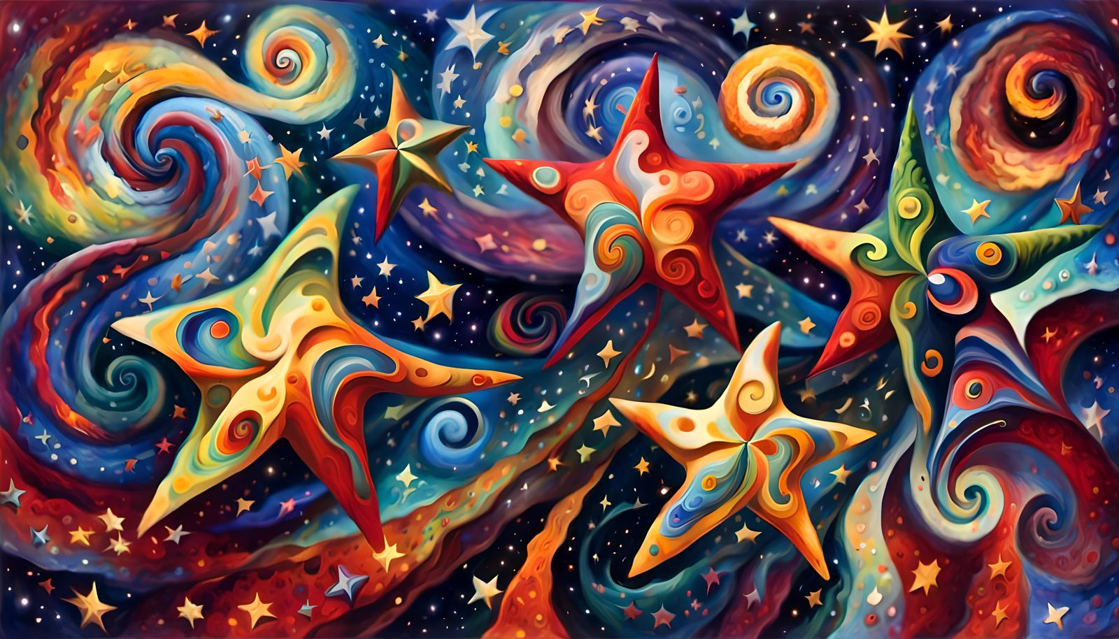 Swirling Stars Dance in Colorful Cosmic Ballet