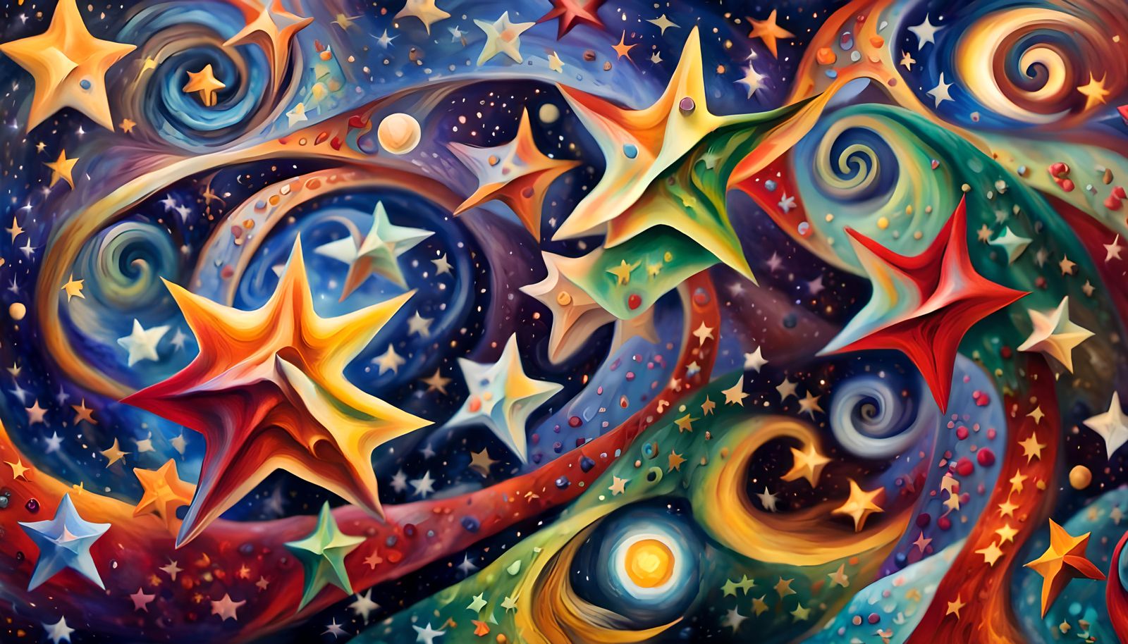 Cosmic Star Cluster in Impasto Oil Painting Style