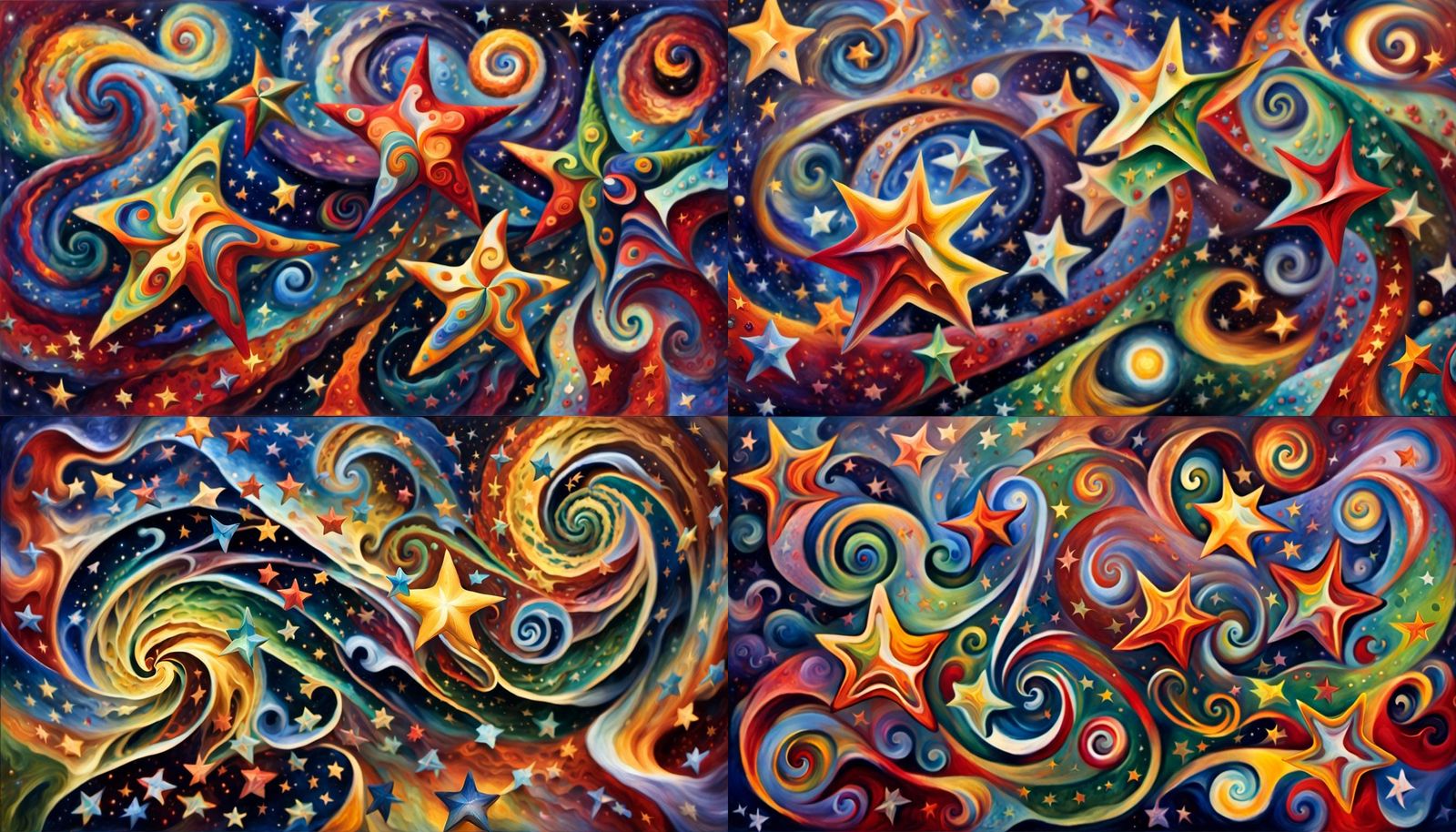Cosmic Star Dance in Impasto Oil Style