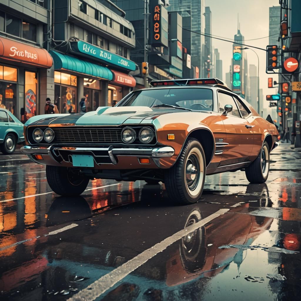 Retro futuristic car