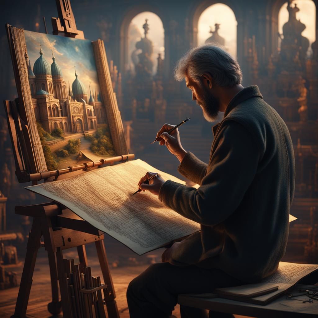 Artist Deciphers Manuscript: 3D Cinematic Digital Art